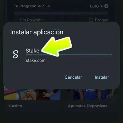 Seleccione la aplicación Stake