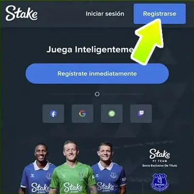 Haga clic en el boton Registrarse en Stake